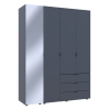 Kleiderschrank Doros Gelar Graphitgrau 3 Türen mit Spiegel 155x49,5x203,4 (42002158)