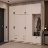 Kleiderschrank Doros Rondi mit Kleiderstange und hohem Oberschrank Kaschmir 4 Türen 220x52x260 (42005399)