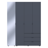 Kleiderschrank Doros Gelar Graphitgrau 3 Türen mit Spiegel 155x49,5x203,4 (42002158)