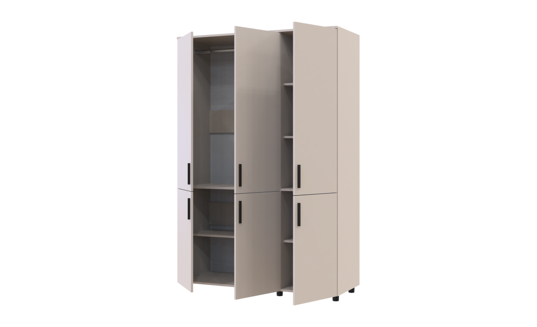Kleiderschrank Doros Thorn Kaschmir 3 Türen Kleiderstange 135x51,6x200 (44900495)