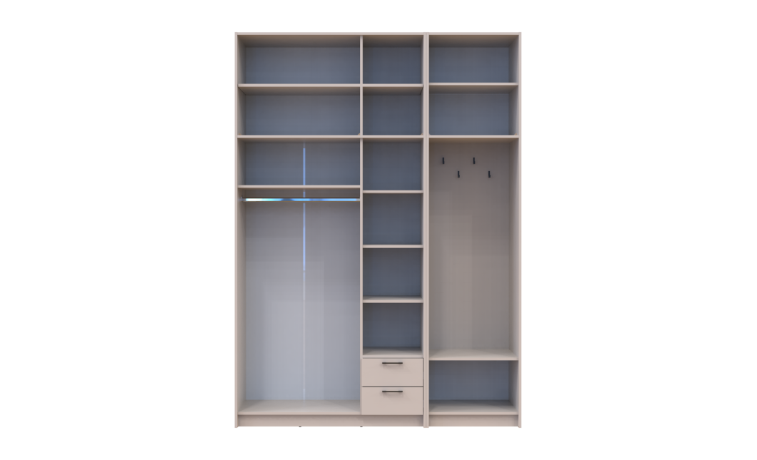 Kleiderschrank Doros Rondi mit Kleiderstange, Spiegel und hohem Oberschrank Kaschmir 3 Türen 181x52x260 (42005407)