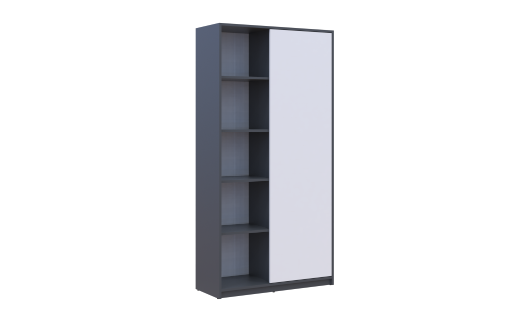 Kleiderschrank Doros Student mit Drehtüren Graphitgrau / Weiß 90x38x180 (44900273)