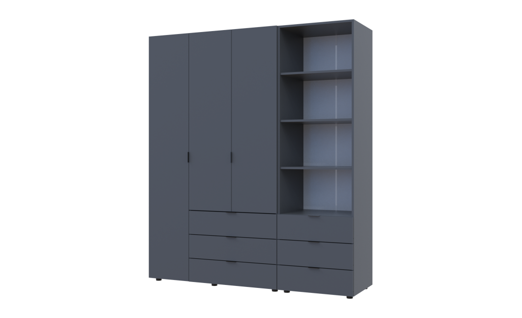 Kleiderschrank Doros Gelar Graphitgrau 3 Türen Säulenschrank 176,2x49,5x203,4 (42005169)
