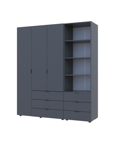 Kleiderschrank Doros Gelar Graphitgrau 3 Türen Säulenschrank 176,2x49,5x203,4 (42005169)