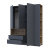 Kleiderschrank Doros Dale mit Drehtüren Anthrazit/Ewok Eiche 3 Türen 178x52x220 (42005338)