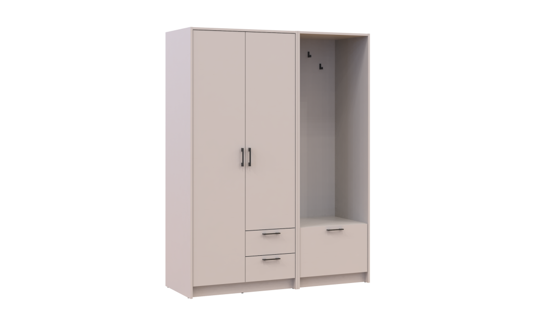 Drehtürenschrank Doros Rondi mit Kleiderstange Kaschmir 3 Türen 181x52x195 (42005392)