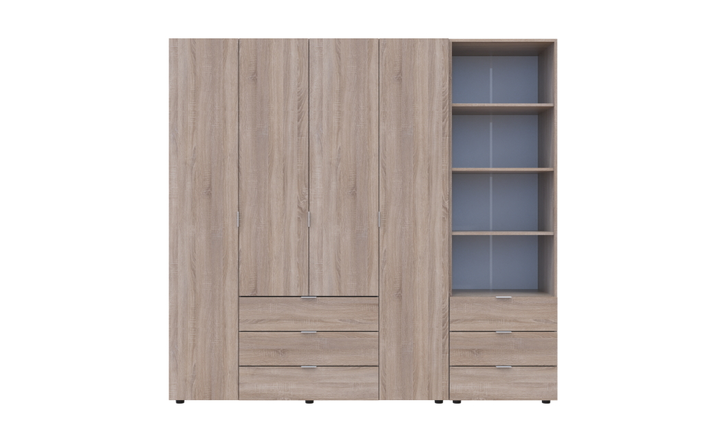 Kleiderschrank Doros Gelar Sonoma Eiche 4 Türen Säulenschrank 215x49,5x203,4 (42005182)