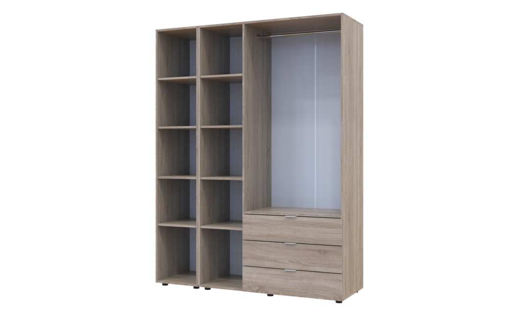 Drehtürenschrank Doros Gelar Sonoma Eiche 3 Türen mit Spiegel 155x49,5x203,4 (42002159)