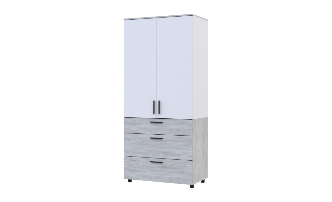 Kleiderschrank Doros Thorn Natti Kiefer/Weiß 2 Türen 3 Schubladen Böden 90x51,6x200 (44900462)