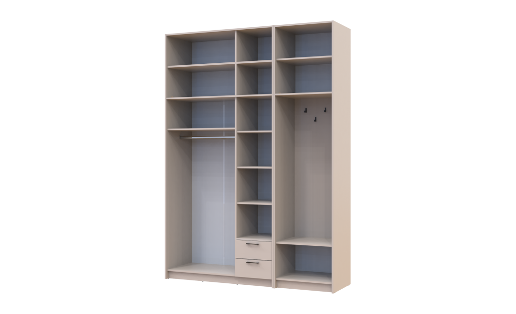 Kleiderschrank Doros Rondi mit Kleiderstange und hohem Oberschrank Kaschmir 3 Türen 181x52x260 (42005398)
