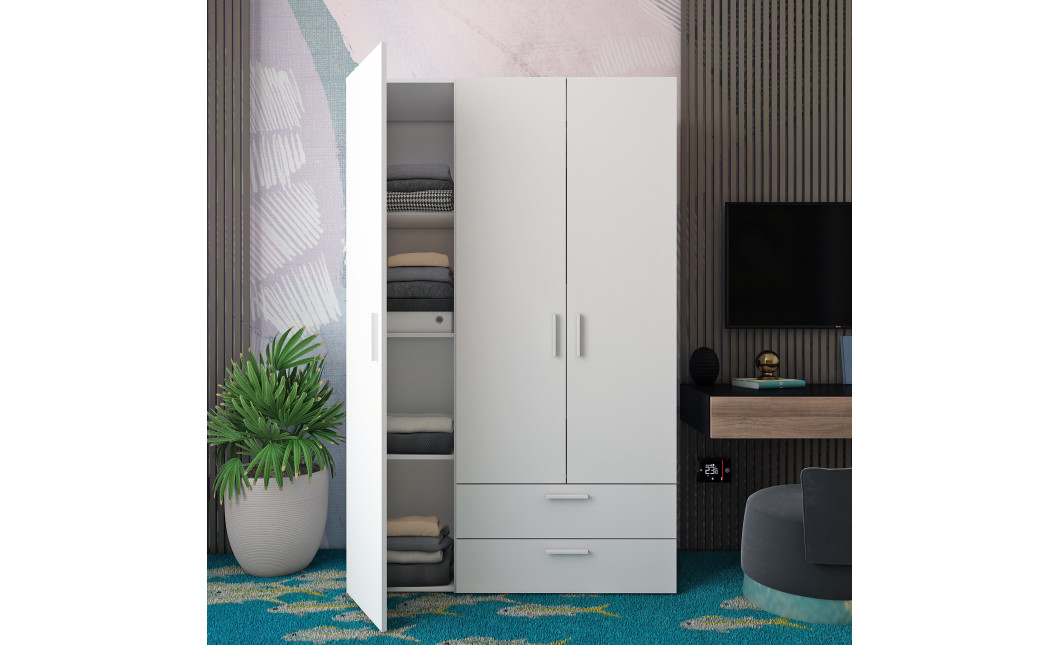 Kleiderschrank Doros Ektor Weiß 3 Türen 116x49,5x180 (80737076)