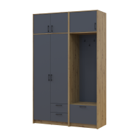 Drehtürenschrank Doros Rondi mit Kleiderstange und Oberschrank Artisan Eiche/Graphitgrau 2 Türen 142x52x236 (42005273)