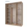 Kleiderschrank Doros City Light Schiebetüren Sonoma Eiche mit Spiegel 180x60x225 (44900030)