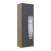 Kleiderschrank Doros Rondi mit Drehtüren mit Oberschrank und Spiegel Artisan Eiche / Graphitgrau 2 Türen 82x52x260 (42005189)