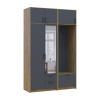 Drehtürenschrank Doros Rondi mit Kleiderstange, Spiegel und Oberschrank Artisan Eiche/Graphitgrau 2 Türen 142x52x236 (42005275)