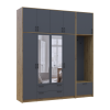 Kleiderschrank Doros Rondi mit Kleiderstange, Spiegel und hohem Oberschrank Artisan Eiche/Graphitgrau 4 Türen 220x52x260 (42005303)