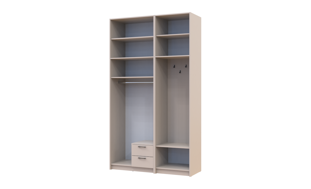 Kleiderschrank Doros Rondi mit Kleiderstange und hohem Oberschrank Kaschmir 2 Türen 142x52x260 (42005397)