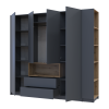 Kleiderschrank Doros Dale mit Drehtüren Anthrazit/Ewok Eiche 4 Türen 234x52x220 (42005339)