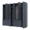 Kleiderschrank Doros Gelar Set mit Drehtüren Graphitgrau 2+4 Türen 232,5x49,5x203,4 (42002133)