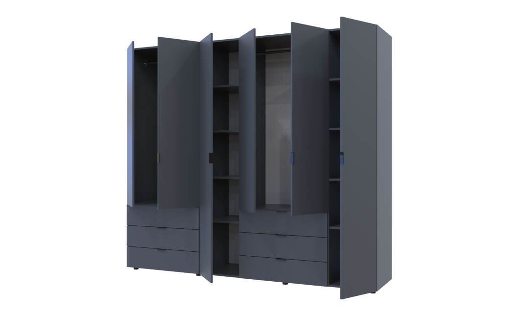 Kleiderschrank Doros Gelar Set mit Drehtüren Graphitgrau 2+4 Türen 232,5x49,5x203,4 (42002133)