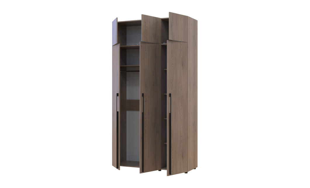 Kleiderschrank mit Aufsatz Doros Kasper Cremona Cannolo 3 Türen 135x50x245 (42005521)