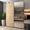 Kleiderschrank Doros G-Caiser Schiebetüren Graphitgrau Ewok Eiche mit Spiegel 180x60x240 (42005013)