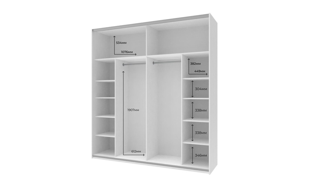 Kleiderschrank Doros G-Caiser Schiebetüren Weiß/Ewok Eiche Graphit 2 Türen 220x60x240 (44900390)