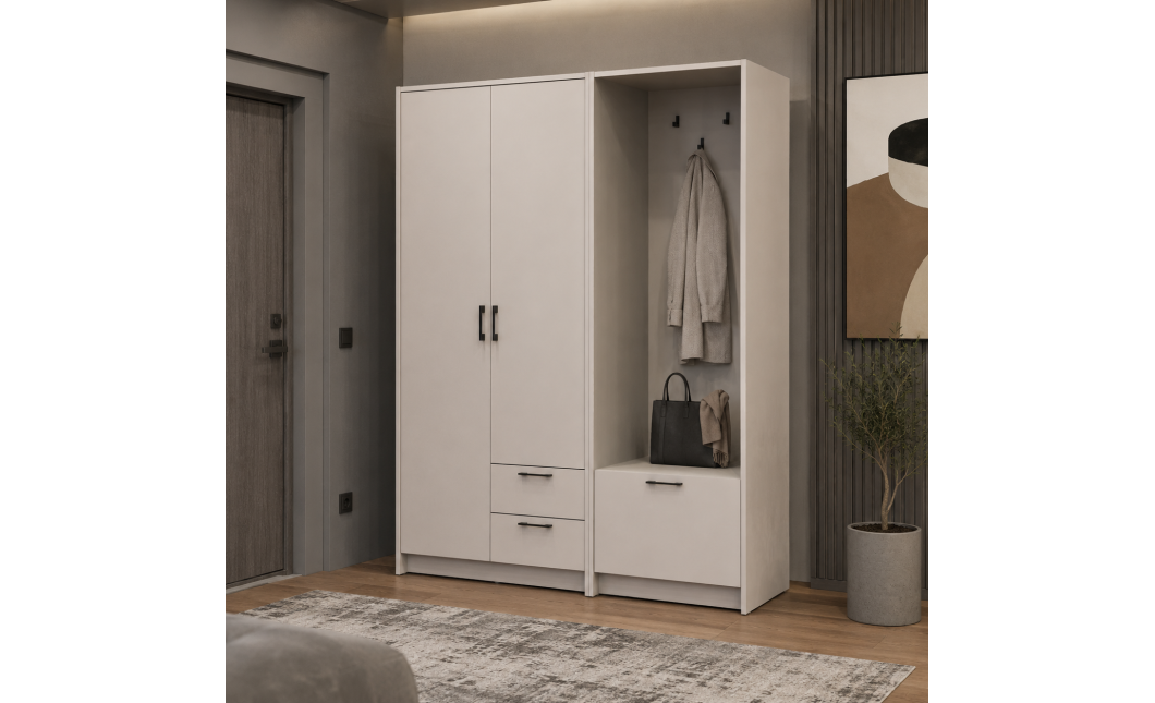 Drehtürenschrank Doros Rondi mit Kleiderstange Kaschmir 3 Türen 181x52x195 (42005392)