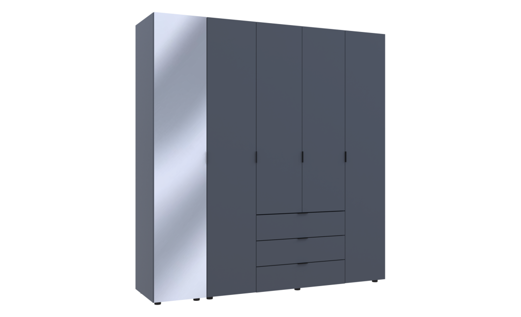 Drehtürenschrank Doros Gelar Graphitgrau 4 Türen mit Spiegel 194x49,5x203,4 (42002161)