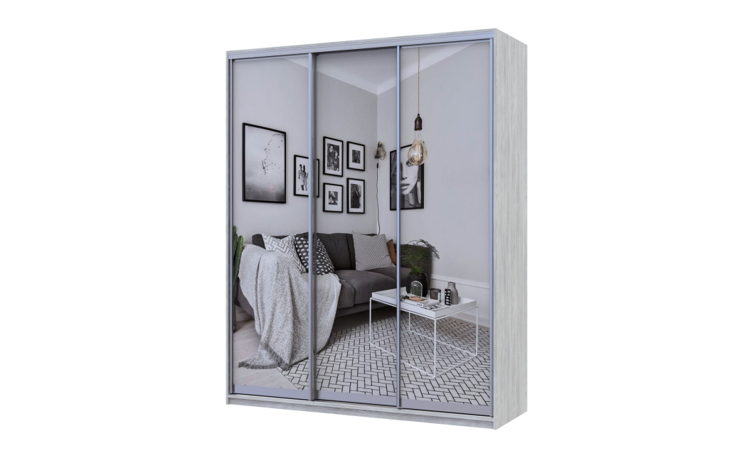 Kleiderschrank Doros City Light Natti Luc Schiebetüren mit Spiegel 225x60x225 (80736532)