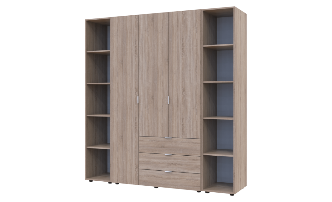 Kleiderschrank Doros Gelar Sonoma Eiche 3 Türen mit 2 offenen Regalböden 192,6x49,5x203,4 (42005049)