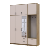Kleiderschrank Doros Rondi mit Kleiderstange, Spiegel und hohem Oberschrank Artisan Eiche/Kaschmir 3 Türen 181x52x260 (42005290)