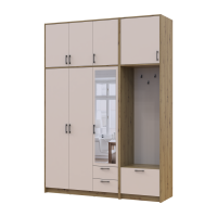 Kleiderschrank Doros Rondi mit Kleiderstange, Spiegel und hohem Oberschrank Artisan Eiche/Kaschmir 3 Türen 181x52x260 (42005290)