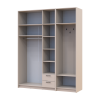 Drehtürenschrank Doros Rondi mit Kleiderstange und Oberschrank Kaschmir 3 Türen 181x52x236 (42005395)