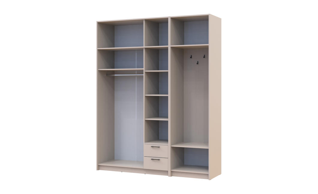 Drehtürenschrank Doros Rondi mit Kleiderstange und Oberschrank Kaschmir 3 Türen 181x52x236 (42005395)
