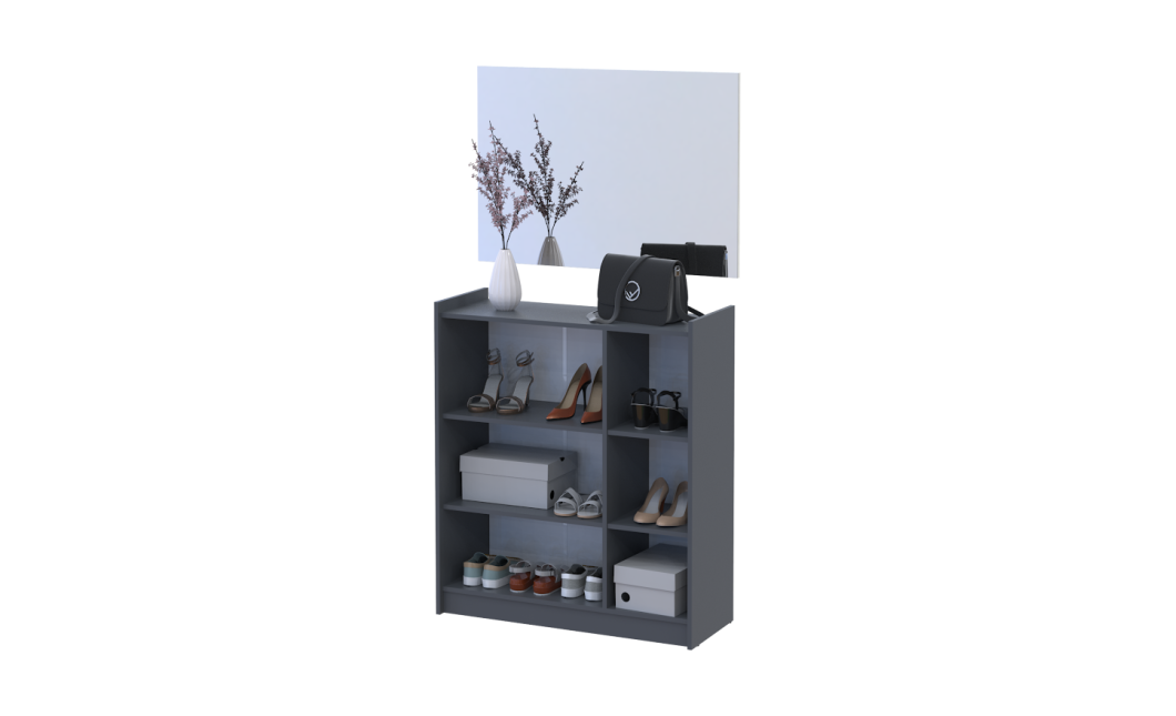 Schuhschrank Doros Kassel mit Spiegel Graphit 3 Türen 97×40×110 (42005497)