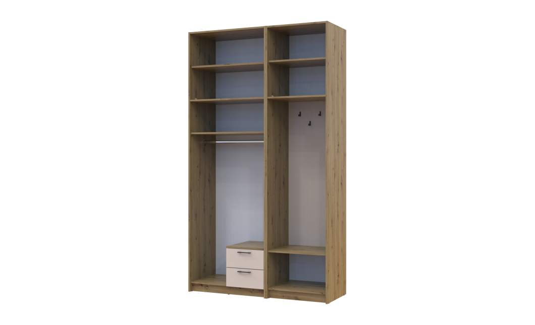 Kleiderschrank Doros Rondi mit Kleiderstange und hohem Oberschrank Artisan Eiche/Kaschmir 2 Türen 142x52x260 (42005276)