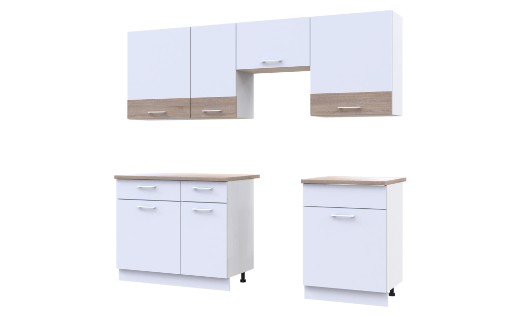 Leia Küche Doros Weiß Einsatz aus weißer Eiche Sonoma Eiche 220x60x250 (81359337)