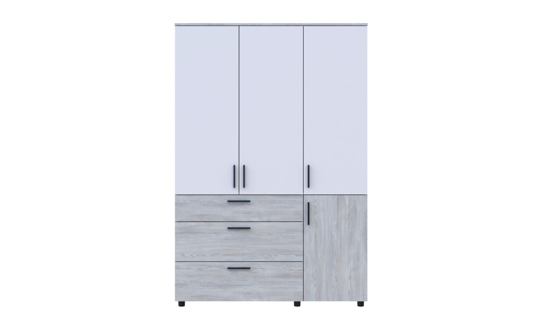 Kleiderschrank Doros Thorn Natti Kiefer/Weiß 3 Türen 3 Schubladen Böden 135x51,6x200 (44900510)