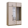 Kleiderschrank Doros Rondi mit Kleiderstange, Spiegel und Oberschrank Artisan Eiche/Kaschmir 2 Türen 142x52x236 (42005274)