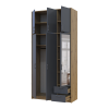 Kleiderschrank Doros Rondi mit Drehtüren mit Oberschrank und Spiegel Artisan Eiche / Graphitgrau 3 Türen 121x52x260 (42005190)