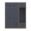Drehtürenschrank Doros Rondi mit Kleiderstange und Oberschrank Artisan Eiche/Graphitgrau 3 Türen 181x52x236 (42005285)