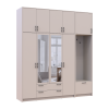 Kleiderschrank Doros Rondi mit Kleiderstange, Spiegel und hohem Oberschrank Kaschmir 4 Türen 220x52x260 (42005408)