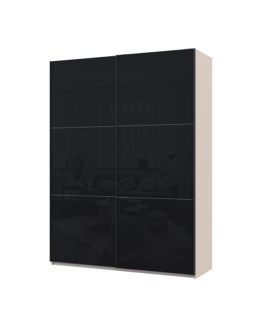 Kleiderschrank Doros G-Caiser Schiebetüren Kaschmir/Schwarz 2 Glas 2 Türen 180x60x240 (42005326)