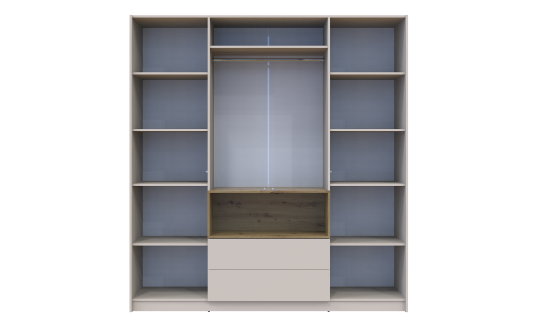 Kleiderschrank Doros Dale Kaschmir/Artisan Eiche 4 Türen 206x52x220 (80737727)