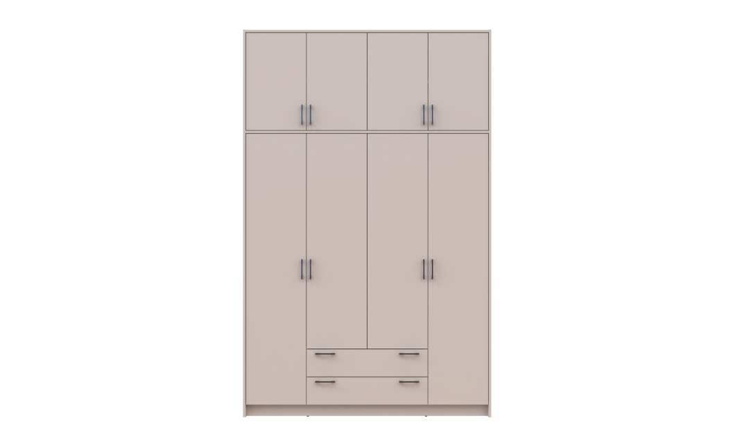 Kleiderschrank Doros Rondi mit Drehtüren mit Oberschrank Kaschmir 4 Türen 160x52x260 (80738488)