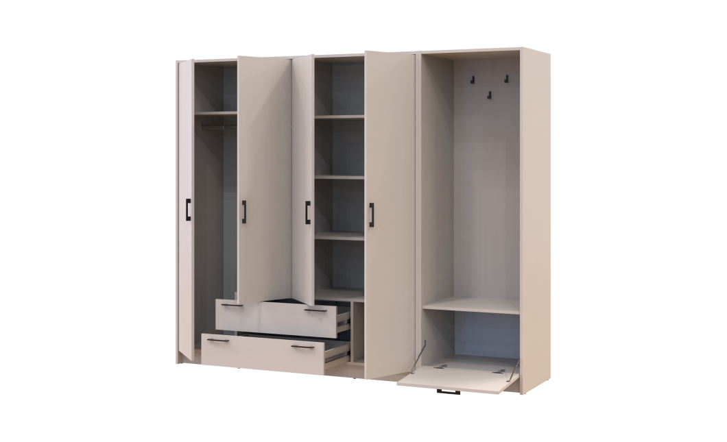 Drehtürenschrank Doros Rondi mit Kleiderstange Kaschmir 4 Türen 220x52x195 (42005393)