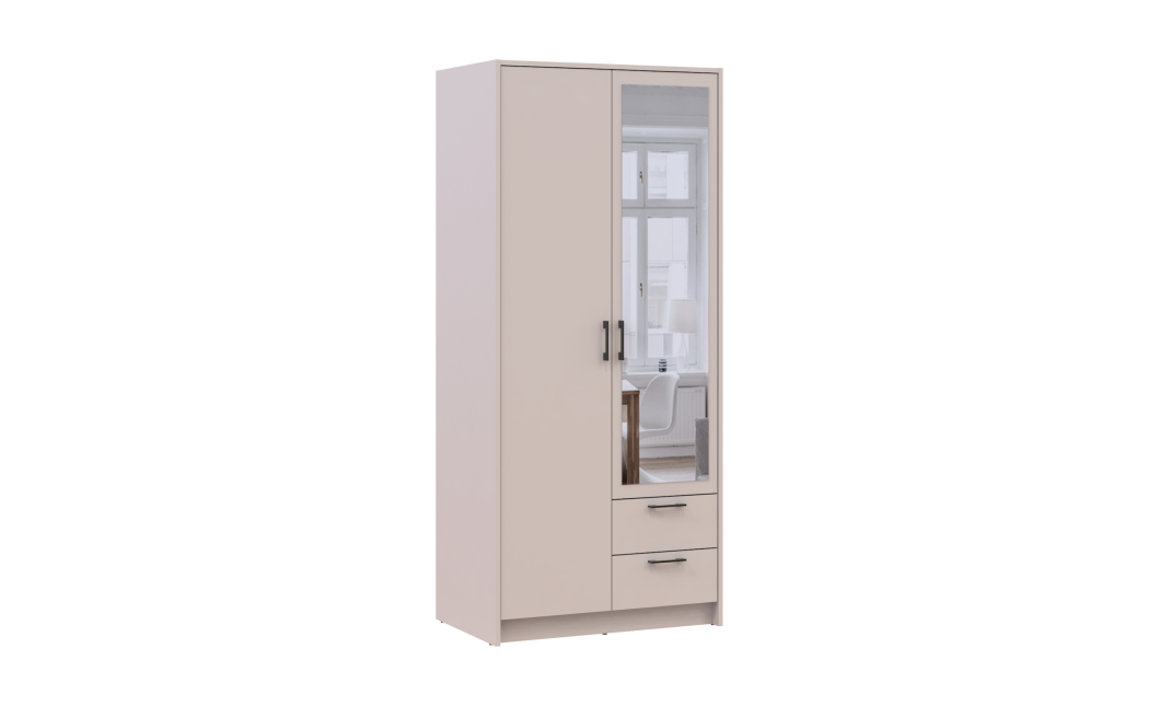 Kleiderschrank Doros Rondi mit Drehtüren mit Spiegel Kaschmir 2 Türen 82x52x195 (80738468)