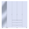 Kleiderschrank Doros Gelar Weiß 4 Türen mit Spiegel 194x49,5x203,4 (42002160)