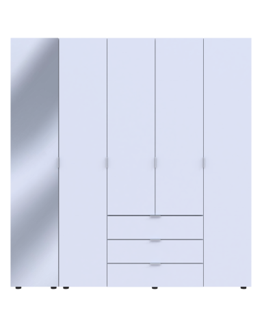 Kleiderschrank Doros Gelar Weiß 4 Türen mit Spiegel 194x49,5x203,4 (42002160)
